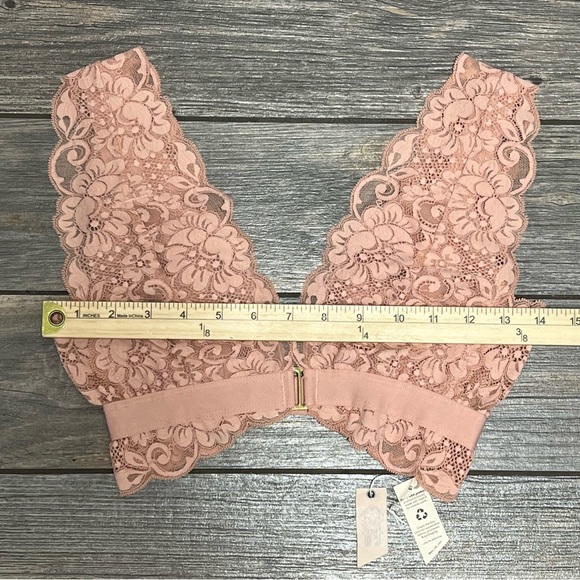 NWT We are HAH Free People Got Ur Back Bra XS Lace & Mesh Bralette Cooper Rose - Picture 4 of 13